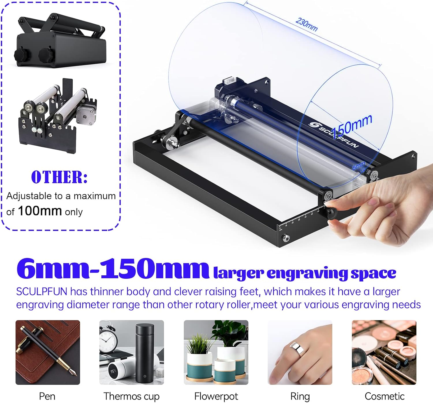 SCULPFUN Laser Rotary Roller L - Rotary Axis Laser Engraver 评论和价格