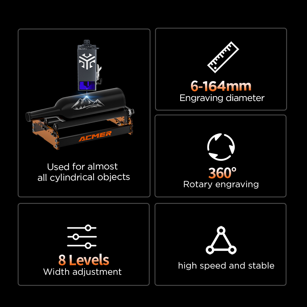 ACMER M3 Laser Rotary Roller 3 - Rotary Axis Laser Engraver 评论和价格